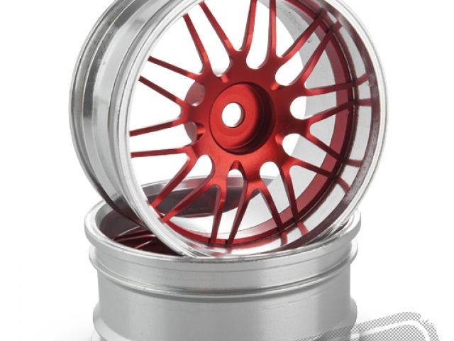 Hliníkový disk 10 paprsků, offset 6 mm - červená barva (2 ks)