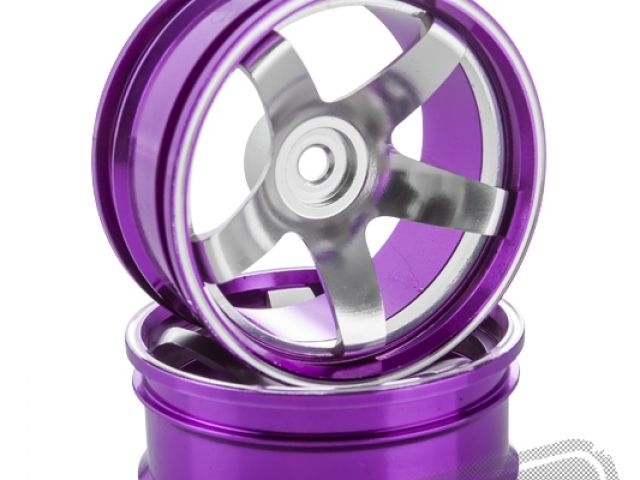 Hliníkový disk 5 paprsků, offset 6 mm - fialová barva (2 ks)