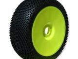 SQUARE IMPACT (medium/modrá směs) Off-Road 1:8 Buggy gumy nalep. na žlutých disk. (4ks.)