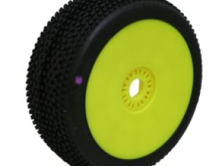 HOT DICES (super soft/fialová směs) Off-Road 1:8 Buggy gumy nalep. na žlutých disk. (2ks.)