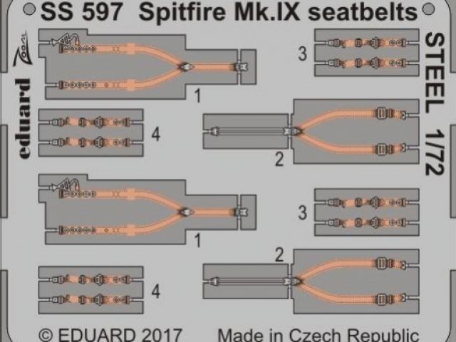 Spitfire Mk.IX seatbelts STEEL 1/72